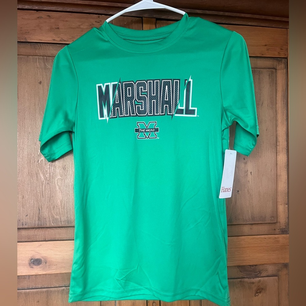 NWT - Marshall Youth Large 10/12 Poly. Game Day Official T-Shirt The Herd